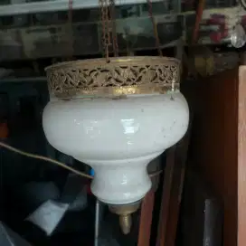 Vintage Lampu Gantung Kaca & Kuningan Klasik • Dekorasi Pajangan Kuno