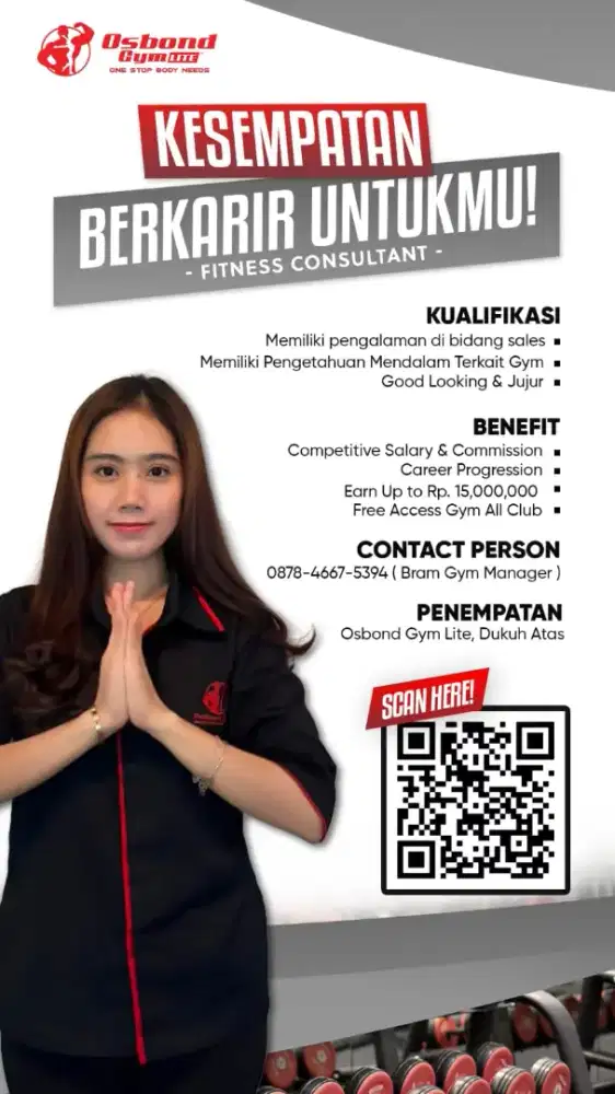 Lowongan Kerja Fitness Consultant dan Personal Trainer