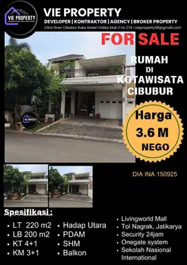 Rumah siap huni di Kota Wisata Cibubur