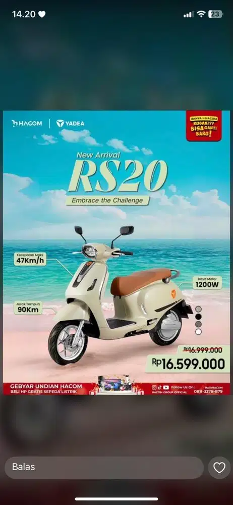 SEPEDA LISTRIK FREE HLM COD BISA