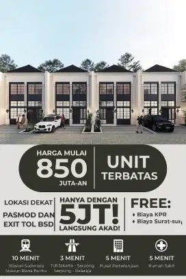 Rumah BSD SERPONG BINTARO, 5 JUTA langsung AKAD