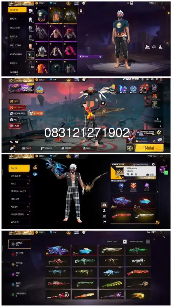 jual akun game free fire sultan murah
