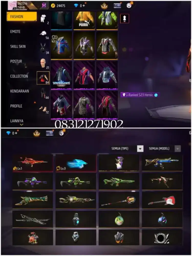 jual akun game free fire sultan murah
