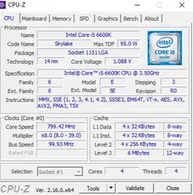 Core i5 Gen 6 6600k 3.5 GHZ