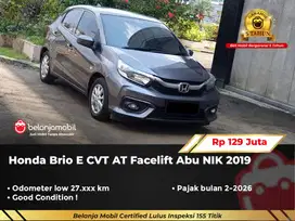 [ GARANSI 5TH ] Honda Brio E CVT AT Facelift Abu NIK 2019/2020