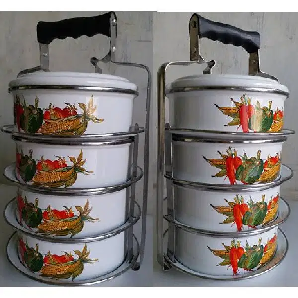 Vintage rantang bakso susun kuno enamel tebal antik