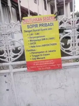 Lowongan supir pribadi