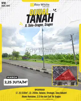Dijual Tanah Zona Industri Siap Bangun Di Sragen Dekat Tol