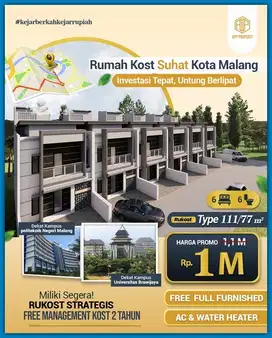 RUMAH KOS PREMIUM KOTA MALANG DEKAT KAMPUS ABM DAN UB JUGA POLTEK