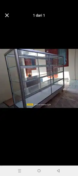 Jual etalase ukuran 2 meter persegi lebar 40