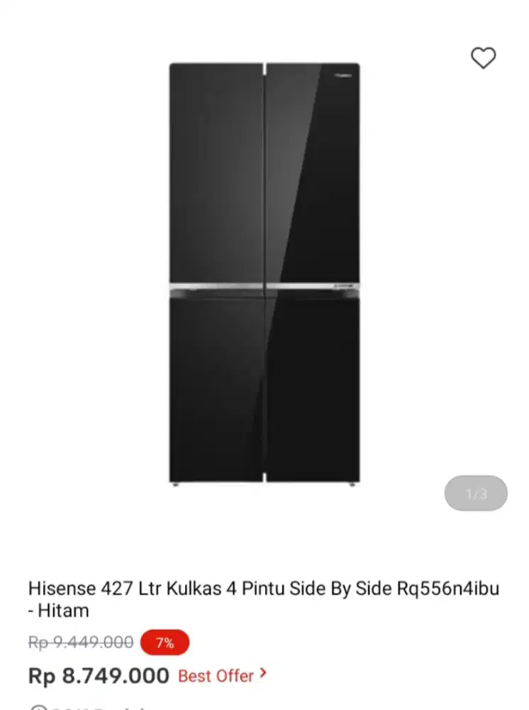 Hisense 427 Ltr Kulkas 4 Pintu Side By Side Rq556n4ibu - Hitam