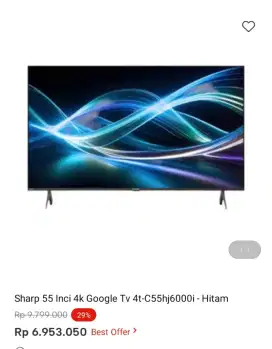 Sharp 55 Inci 4k Google Tv 4t-C55hj6000i - Hitam