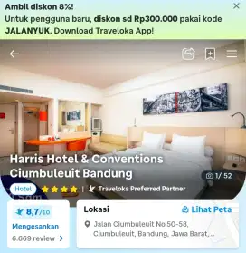 Dijual rugi kamar Hotel Harris Ciumbuleuit, Bandung