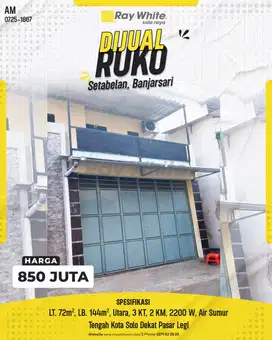 Dijual Ruko Strategis: Setabelan, Banjarsari – Cocok Buat Bisnis!
