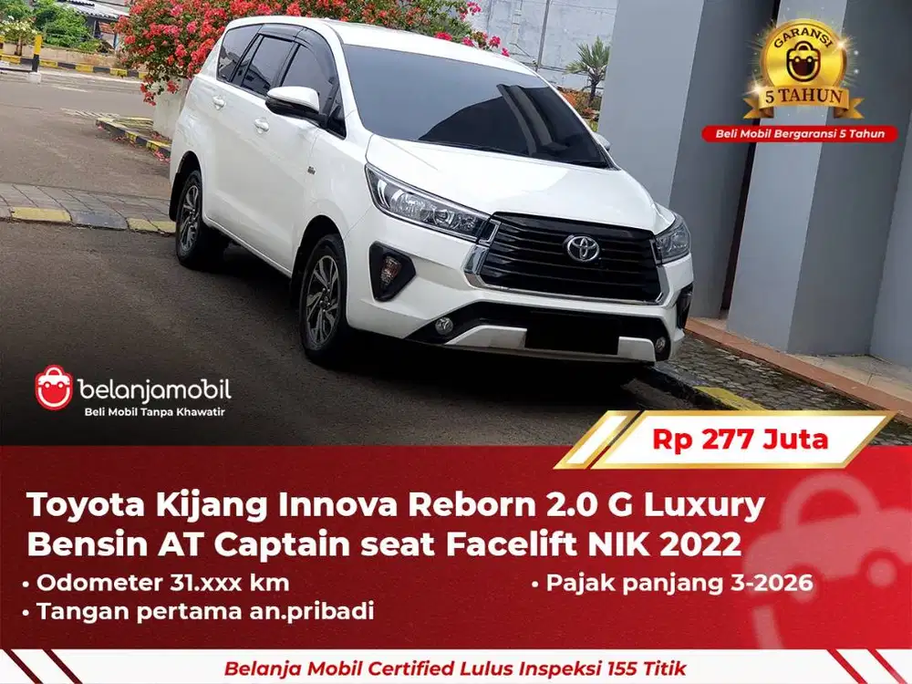 [ GARANSI 5TH ] Toyota Kijang Innova Reborn 2.0 G Bensin 2022 2023