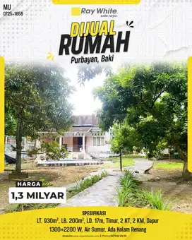 Dijual Rumah Luas dengan Kolam Renang: Purbayan, Baki – Auto Cozy!