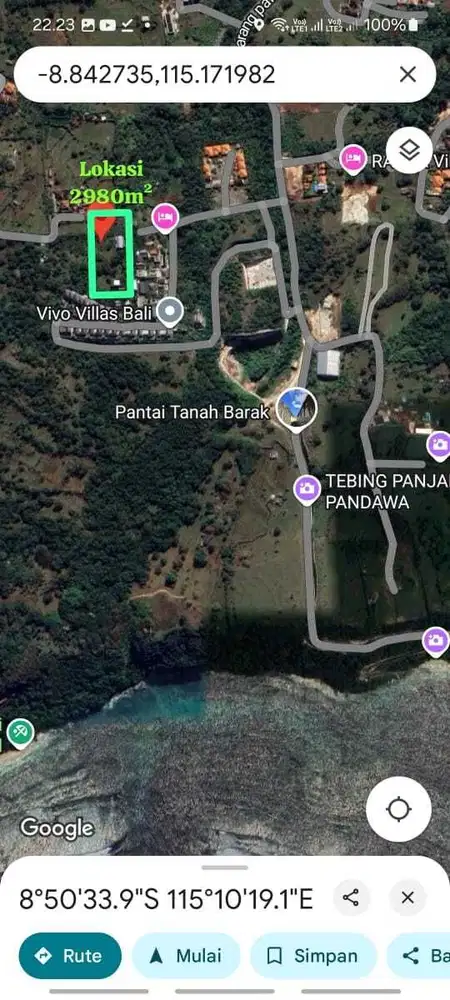 Tanah Strategis Kawasan Wisata Pantai Tanah Barak & Pandawa, Kuta Sela