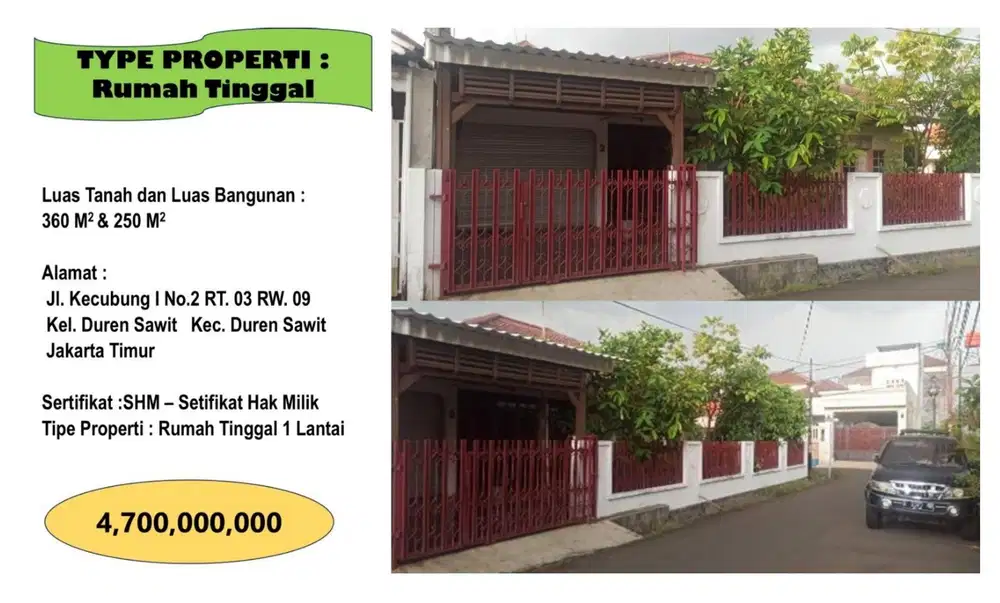 DIJUAL RUMAH SIAP HUNI – DUREN SAWIT, JAKARTA TIMUR