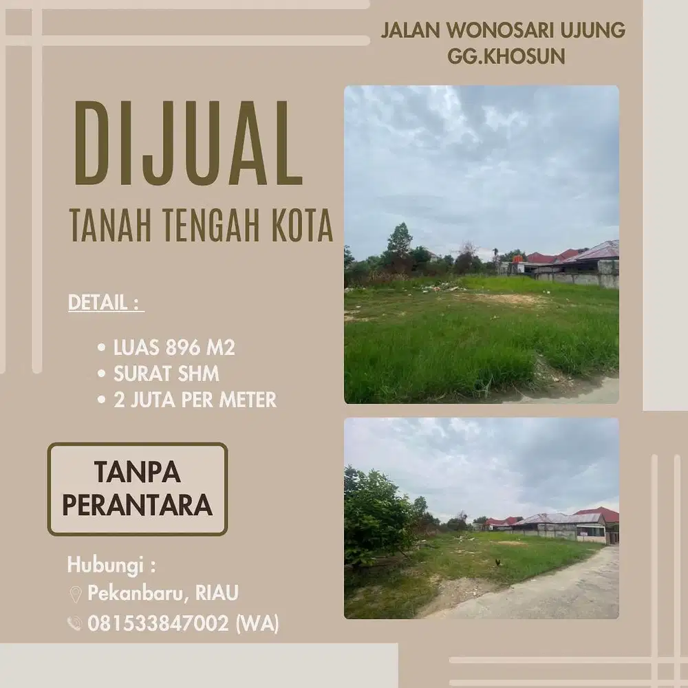 Dijual Tanah Tengah Kota