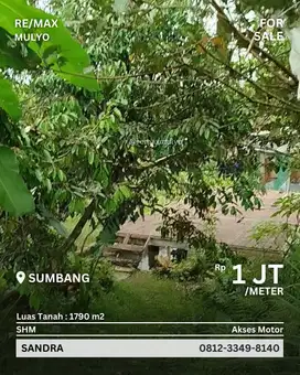 Dijual Tanah Pekarangan Seluas 1790m2 Area Sumbang