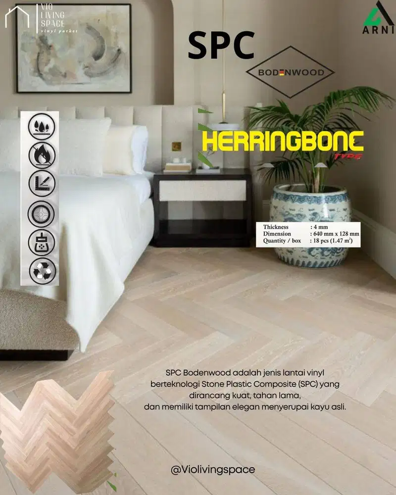 SPC FLOORING BODENWOOD / HERRINGBON TYPE / MOTIF KAYU