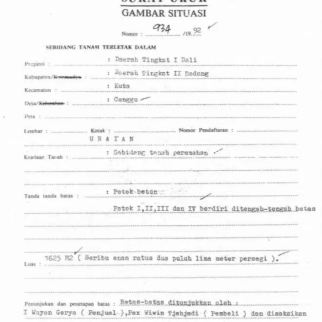 Tanah view sawah di canggu brawa