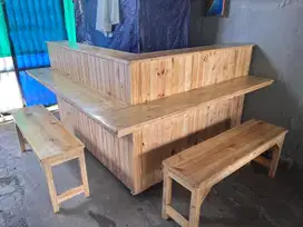 Meja Warkop kayu