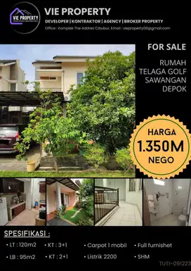 TELAGA GOLF SAWANGAN Rumah Dijual Cepat 2 Lantai