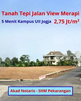 Tanah Jogja Tepi Jalan Area Pakem, Cocok Villa, Hunian, dan Kost
