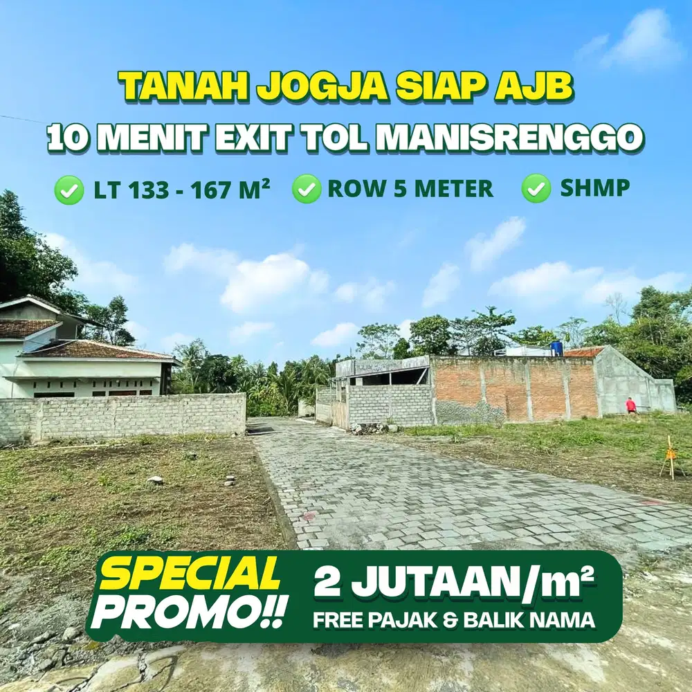 Free Pajak Pembeli, Tanah Jogja Timur UII, Siap AJB di Notaris