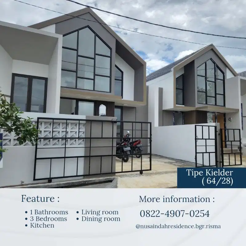 Rumah Scandinavian di bogor kota 300m tol borr akses pandu raya