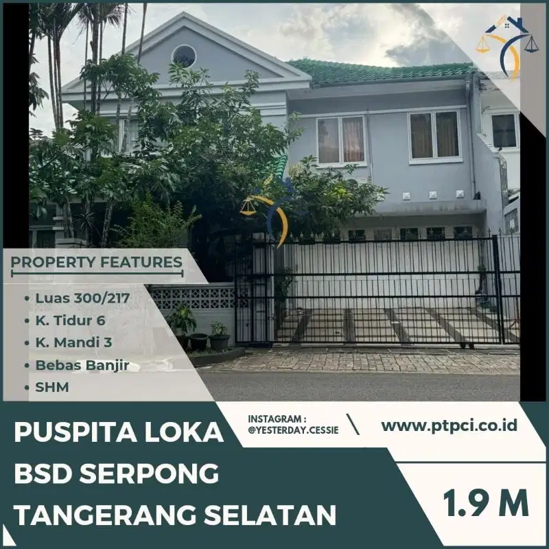 DIJUAL RUMAH DI PUSPITA LOKA BSD SERPONG TANGERANG SELATAN