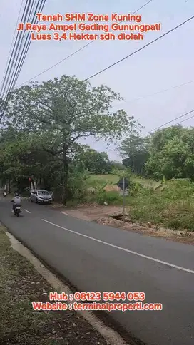 Tanah Zona kuning Jl raya Ampel Gadeng 2 menit UNES Sekaran Gunungpati