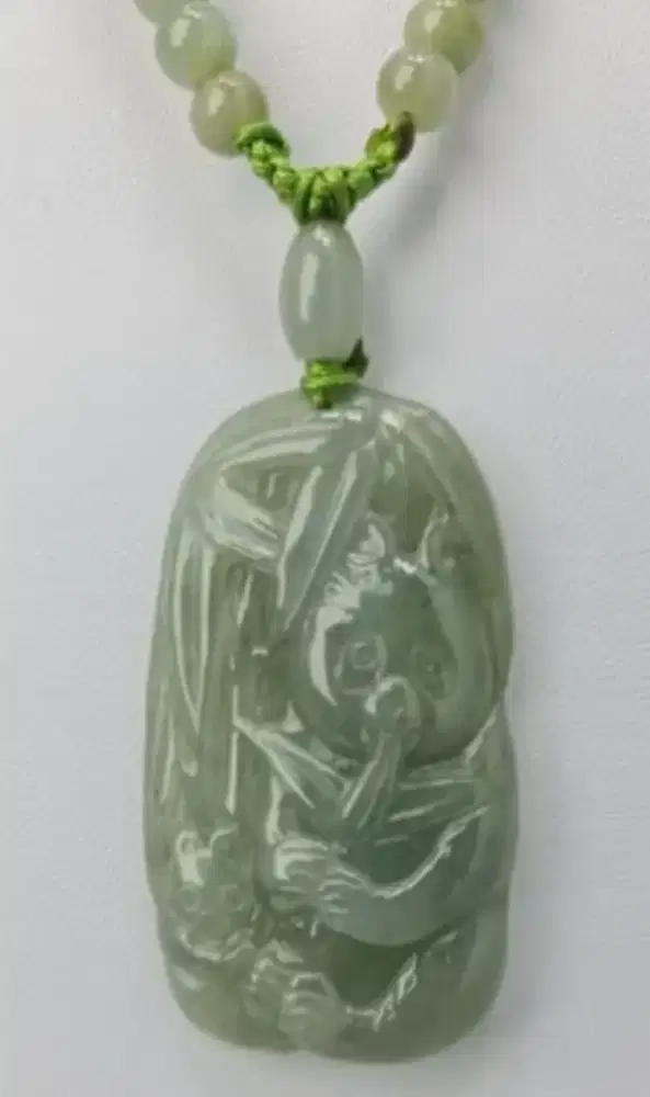 Kalung Giok DIY Ukir Panda Bambu