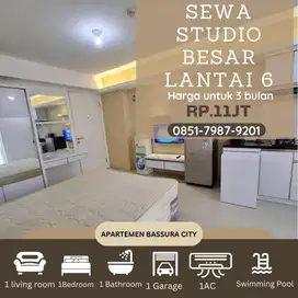 Sewa studio besar furnished lantai 6 tower baru apartemen bassura city