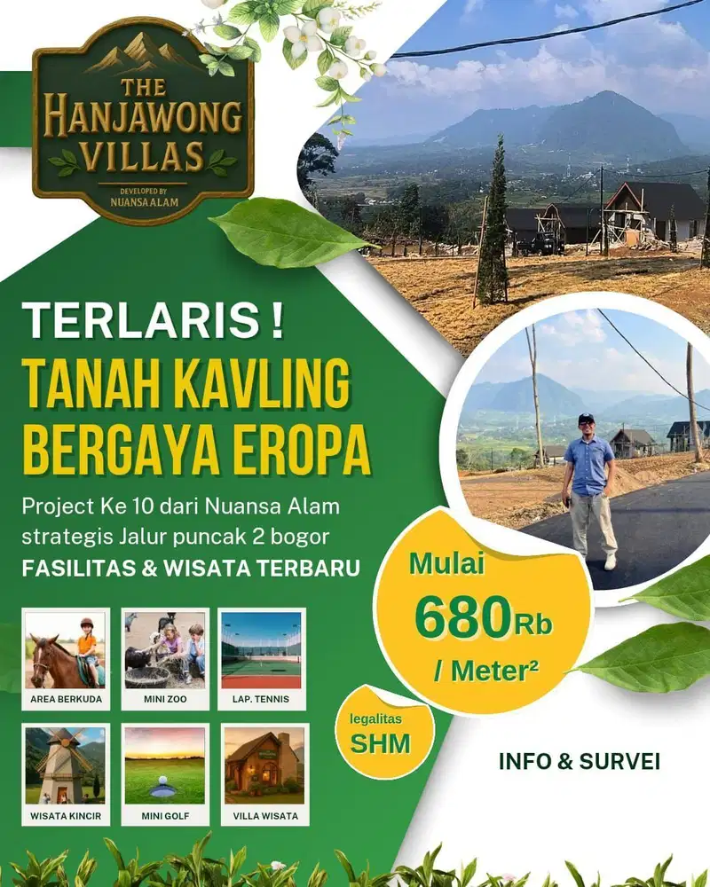 Jual kavling terlaris begaya Eropa SHM di jalur puncak 2