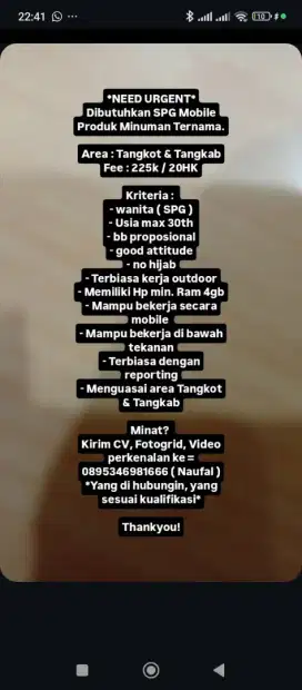 BUTUH CEPAT SPG MOBILE