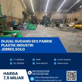 Dijual Cepat Gudang Eks Pabrik Plastik Lokasi Jebres,Solo Luas 2023m2
