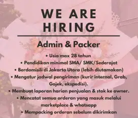 Dicari Admin & Packer Florist