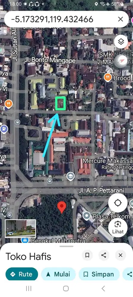 Tanah Tengah kota, belakang Kantor Samsat Pettarani Rp 2 M
