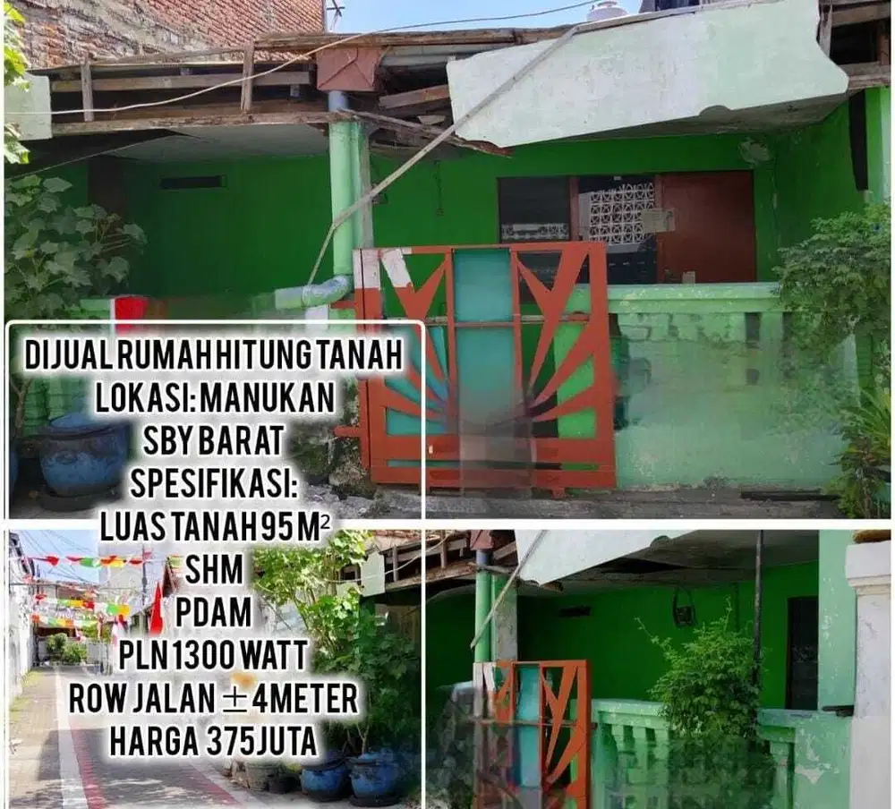 RUMAH HITUNG TANAH DI MANUKAN SURABAYA BARAT