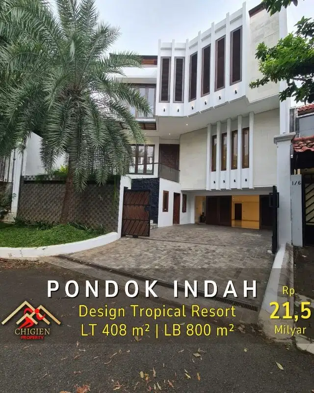 DIJUAL RUMAH DESIGN TROPICAL RESORT DI PONDOK INDAH JAKARTA SELATAN