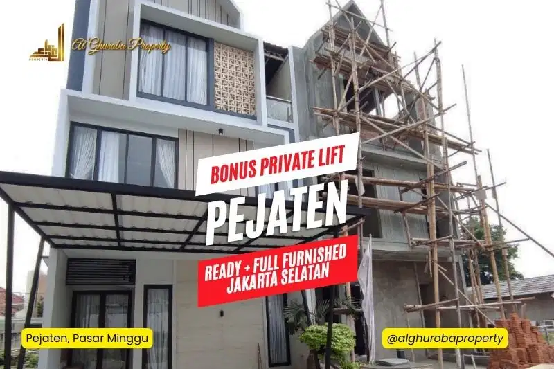 RUMAH TOWNHOUSE SIAP HUNI ADA LIFT DAN ATTIC ROOM PASAR MINGGU PEJATEN