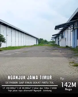 DIJUAL EX PABRIK NGANJUK TEPI RAYA NGANJUK JOMBANG LUAS 5 HEKTAR
