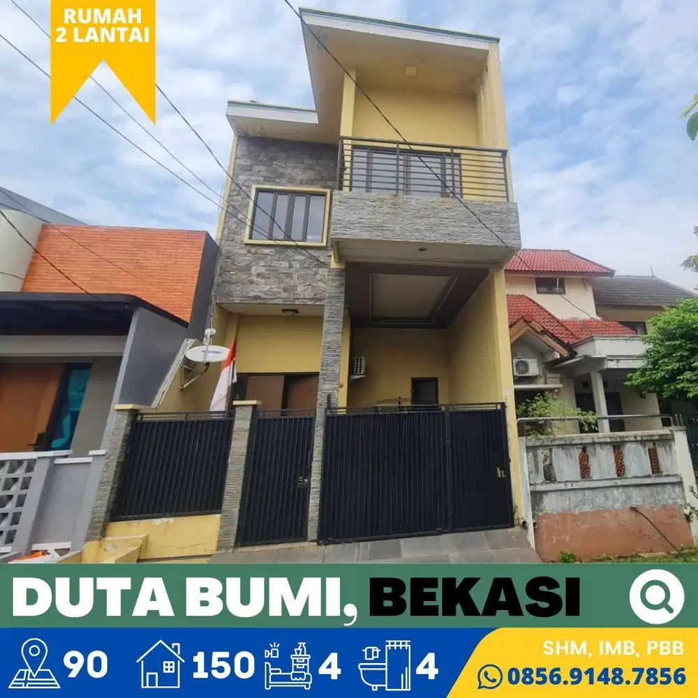 Rumah dijual 2 Lantai, Perumahan Duta Bumi Nempel Harapan Indah Bekasi