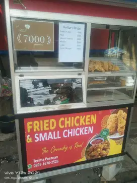 Gerobak etalase fried chicken/gorengan/onde mini dll