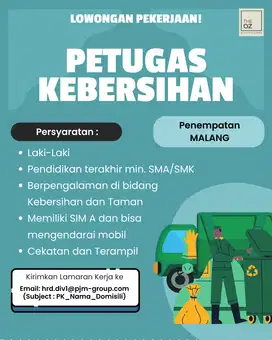 Lowongan Kerja Petugas Kebersihan Malang