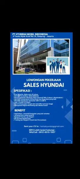 Lowongan Sales Mobil Hyundai