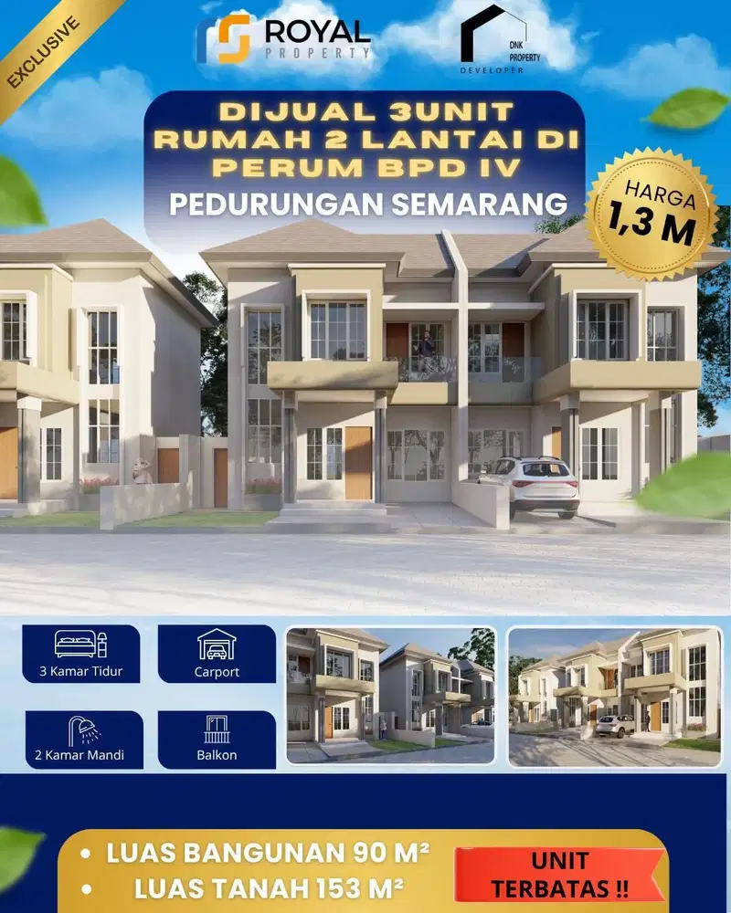 Dijual 3unit Rumah 2 Lantai Di Perum BPD IV Pedurungan Semarang