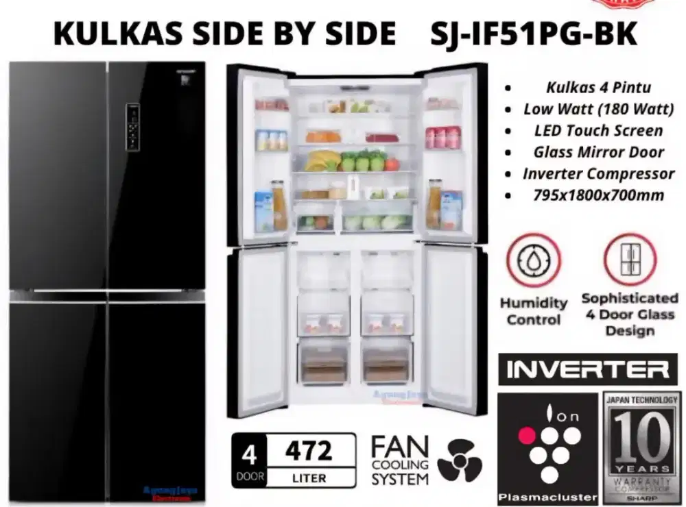 KULKAS SIDE BY SIDE SJ-IF51PG-BK